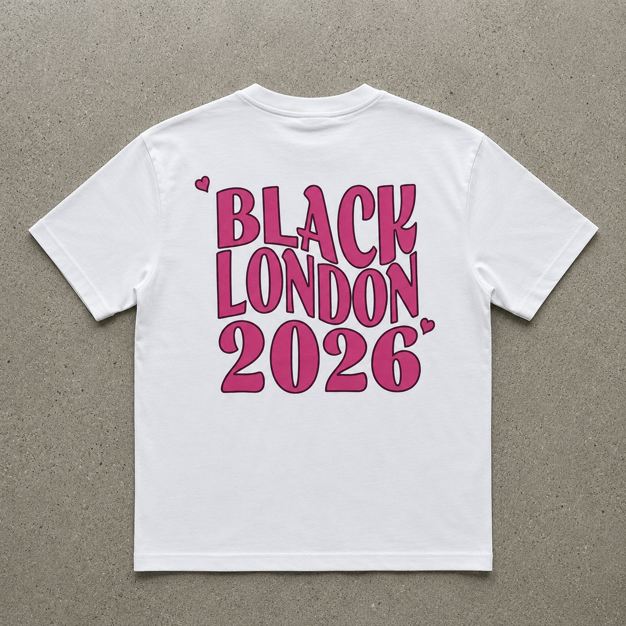 Black London pink 2026 pink graphic streetwear tee
