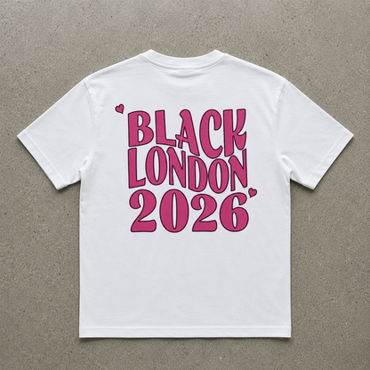 Black London pink 2026 pink graphic streetwear tee