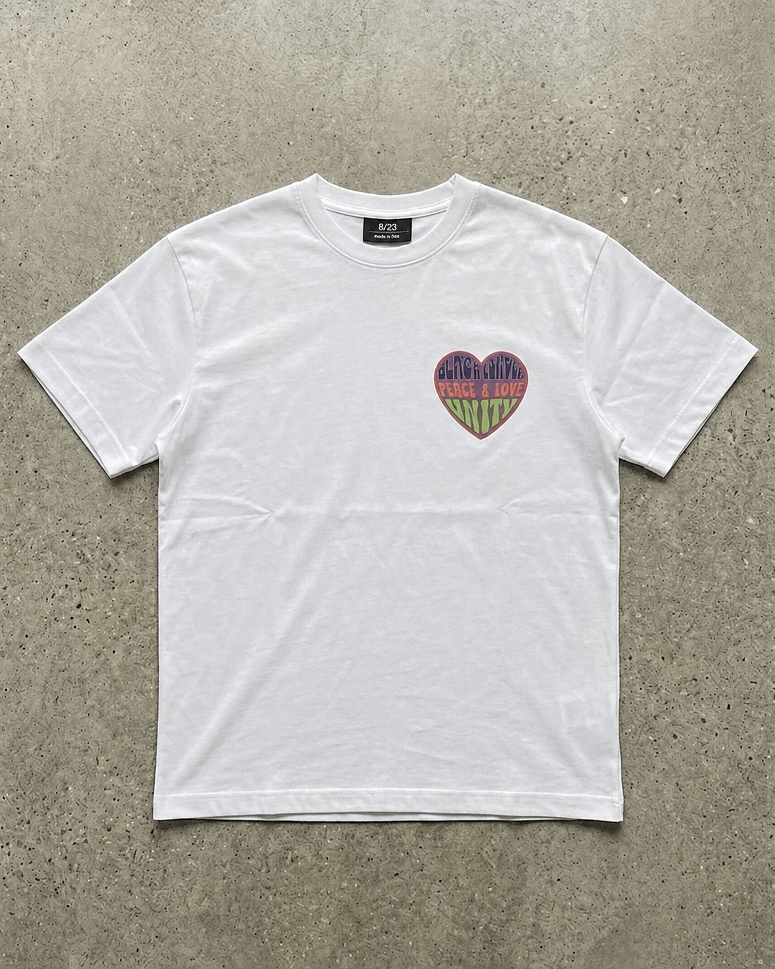 Black London 'peace, love & unity' big heart t-shirt