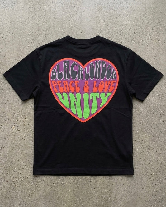 Black London 'peace, love & unity' big heart t-shirt