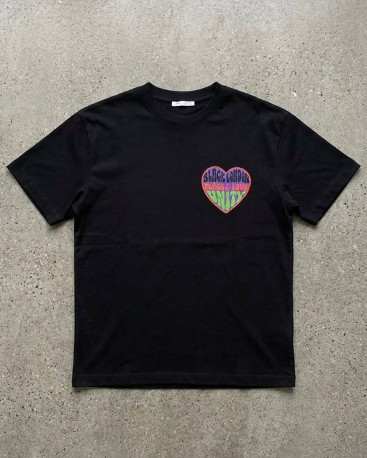 Black London 'peace, love & unity' big heart t-shirt