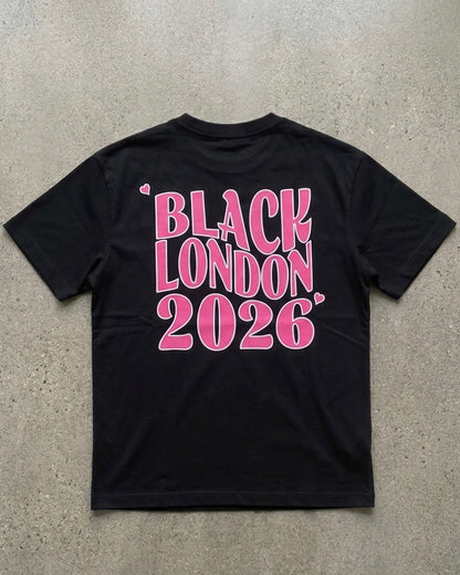 Black London pink 2026 pink graphic streetwear tee