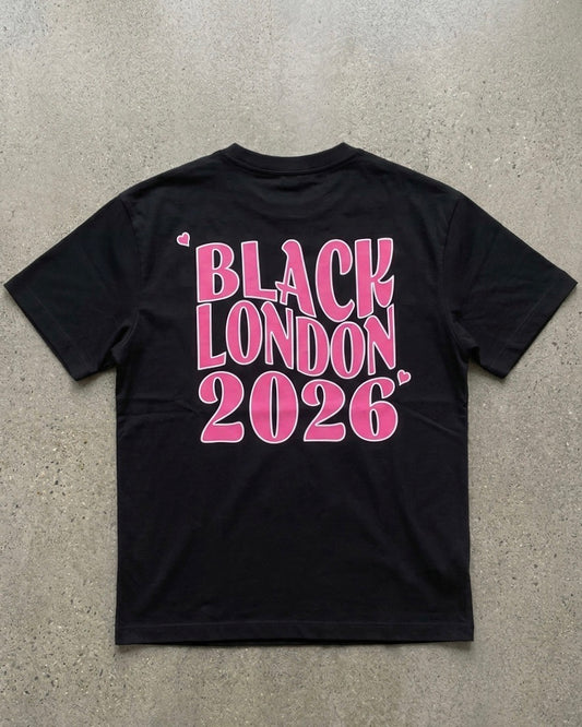 Black London pink 2026 pink graphic streetwear tee